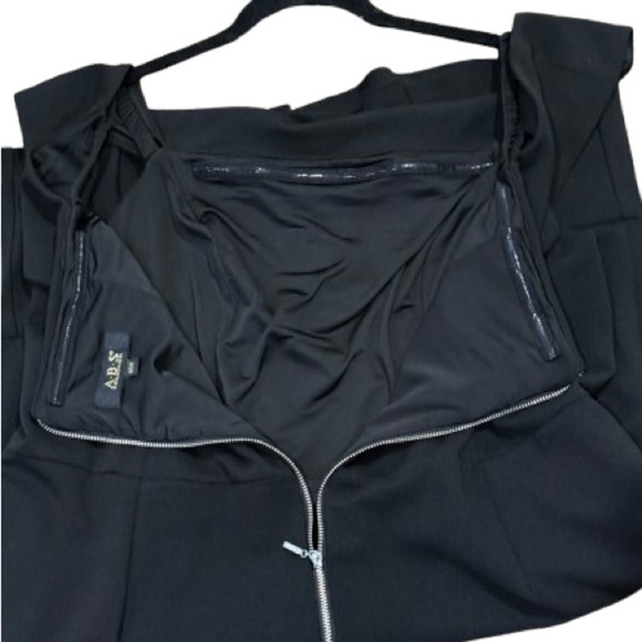 👗🥂 ABS Allen Schwartz Off‑Shoulder Ruffle Hem Dress | 18W | Black Cocktail Glam - Picture 3 of 8